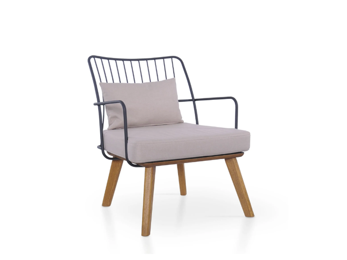 MIA XL LOUNGE OAK - Powder coated steel armchair with armrests _ 5A Design